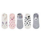 Lot de 5 paires de chaussettes femmes 3D animaux avec oreilles