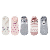 Lot de 5 paires de chaussettes femmes 3D animaux avec oreilles