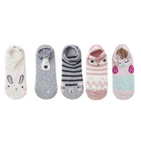Lot de 5 paires de chaussettes femmes 3D animaux avec oreilles