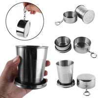 Verre pliable en acier inoxydable, 75ml 140ml 240ml. Tasse en métal rétractable pour voyage, camping etc