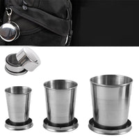 Verre pliable en acier inoxydable, 75ml 140ml 240ml. Tasse en métal rétractable pour voyage, camping etc