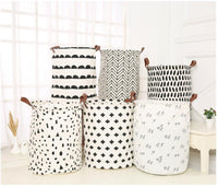 Panier à linge sale souple noir et blanc, sac de rangement, 50x40cm