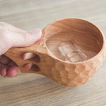 Tasse à café en bois, mug en matériau naturel sculpté avec anse
