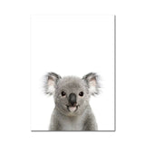 Posters de bébés animaux mignons en couleur. Peintures imprimées sur toiles. Mouton, cochon, canard, poule, éléphant, zèbre