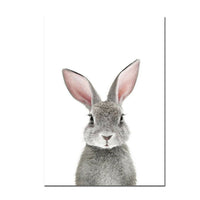 Posters de bébés animaux mignons en couleur. Peintures imprimées sur toiles. Mouton, cochon, canard, poule, éléphant, zèbre