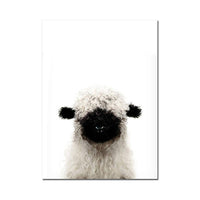 Posters de bébés animaux mignons en couleur. Peintures imprimées sur toiles. Mouton, cochon, canard, poule, éléphant, zèbre