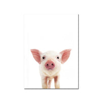 Posters de bébés animaux mignons en couleur. Peintures imprimées sur toiles. Mouton, cochon, canard, poule, éléphant, zèbre