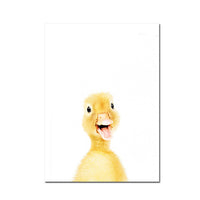 Posters de bébés animaux mignons en couleur. Peintures imprimées sur toiles. Mouton, cochon, canard, poule, éléphant, zèbre