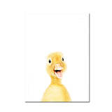 Posters de bébés animaux mignons en couleur. Peintures imprimées sur toiles. Mouton, cochon, canard, poule, éléphant, zèbre