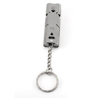 Sifflet haute puissance 150 db avec porte clé, en acier inoxydable. Idéal situation d'urgence ou survivalisme