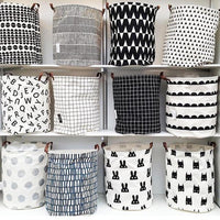 Panier à linge sale souple noir et blanc, sac de rangement, 50x40cm