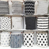 Panier à linge sale souple noir et blanc, sac de rangement, 50x40cm