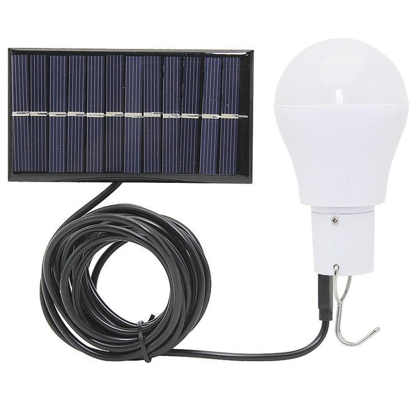 Panneau solaire avec ampoule éclairage LED et batterie intégrée, chargeur micro USB