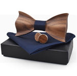 Nœud papillon en bois ondulé original + 2 boutons de manchette
