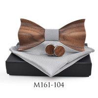 Nœud papillon en bois ondulé original + 2 boutons de manchette