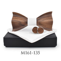 Nœud papillon en bois ondulé original + 2 boutons de manchette