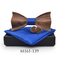 Nœud papillon en bois ondulé original + 2 boutons de manchette