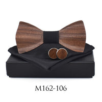 Nœud papillon en bois ondulé original + 2 boutons de manchette