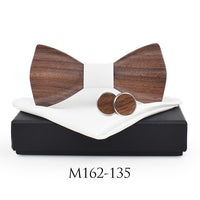 Nœud papillon en bois ondulé original + 2 boutons de manchette