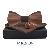 Nœud papillon en bois ondulé original + 2 boutons de manchette