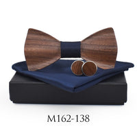 Nœud papillon en bois ondulé original + 2 boutons de manchette