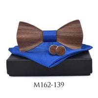 Nœud papillon en bois ondulé original + 2 boutons de manchette