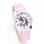Montre licorne pour femme ou enfant, bracelet cuir