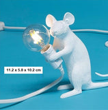 Petite lampe originale en forme de souris ou rat. Luminaire design à LED style nordique