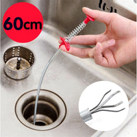 Tige flexible avec pince pour nettoyer évier, lavabo, tuyauterie. Drain serpent 60cm