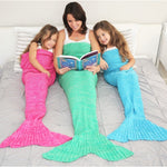 Couverture plaid queue de sirène tricotée pour adulte et enfant