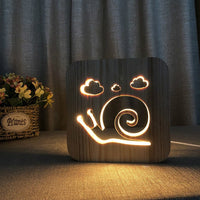 Lampe LED design, sculptée en bois. Veilleuse USB patte de chien chat, animaux