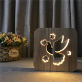 Lampe LED design, sculptée en bois. Veilleuse USB patte de chien chat, animaux