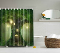 Rideaux de douche baignoire originaux imprimés, nature forêt rivière