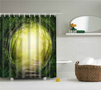 Rideaux de douche baignoire originaux imprimés, nature forêt rivière