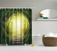 Rideaux de douche baignoire originaux imprimés, nature forêt rivière