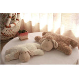 Peluche mouton, coussin ou doudou blanc et marron