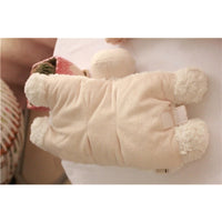 Peluche mouton, coussin ou doudou blanc et marron