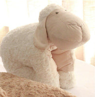 Peluche mouton, coussin ou doudou blanc et marron