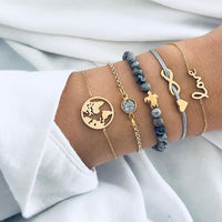 Bracelet multiple, ancre, signe infini, flèche, love, cœur, terre, boussole, coquillage