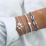 Bracelet multiple, ancre, signe infini, flèche, love, cœur, terre, boussole, coquillage