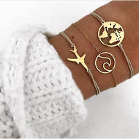 Bracelet multiple, ancre, signe infini, flèche, love, cœur, terre, boussole, coquillage