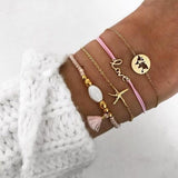 Bracelet multiple, ancre, signe infini, flèche, love, cœur, terre, boussole, coquillage