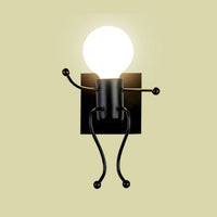 Luminaire design balançoire LED, applique murale originale et moderne, bonhomme minimaliste