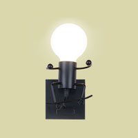 Luminaire design balançoire LED, applique murale originale et moderne, bonhomme minimaliste