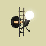 Luminaire design balançoire LED, applique murale originale et moderne, bonhomme minimaliste