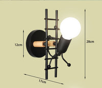 Luminaire design balançoire LED, applique murale originale et moderne, bonhomme minimaliste