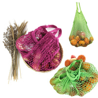 Sac filet de courses réutilisable en coton coloré avec mailles, pour fruits et légumes