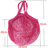 Sac filet de courses réutilisable en coton coloré avec mailles, pour fruits et légumes