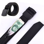 Ceinture avec cachette intégrée pour billets, poche intérieure à fermeture éclair pour mettre de l'argent