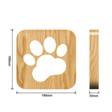 Lampe LED design, sculptée en bois. Veilleuse USB patte de chien chat, animaux